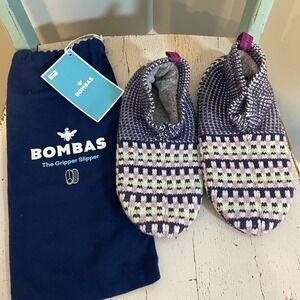 Bombas Gripper Slippers Womens Medium Twilight Navy Knit Merino Wool Blend 7494